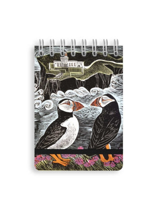 Cover image for 9781835628928 - Angela Harding: Fair Isle Puffins (Spiral Bound Pocket Notebook)