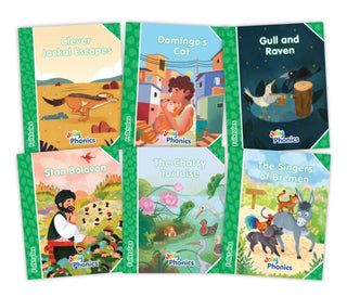 Cover image for 9781835821664 - Jolly Phonics Folktales Green Readers (Level 3) Complete Set (1-6)