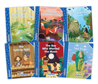 Cover image for 9781835821800 - Jolly Phonics Folktales Blue Readers (Level 4) Complete Set (1-6)