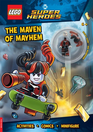 Cover image for 9781837250042 - LEGO® DC Super Heroes™: Maven of Mayhem Activity Book (with Harley Quinn™ LEGO minifigure and megaphone)