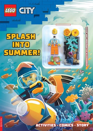 Supplemental image for 9781837250059 - LEGO® City: Splash into Summer Activity Book (with diver LEGO minifigure and underwater accessories)