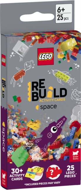 Cover image for 9781837250646 - LEGO® Books: ReBuild Activity Cards: Space (with over 30 activity cards and 25 LEGO elements)