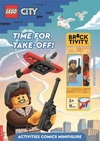 Cover image for 9781837250820 - LEGO® City: Time for Take-Off! Activity Book (with Freddie Flyer minifigure and toy plane mini-build)