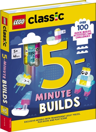 Supplemental image for 9781837250851 - LEGO® Classic: 5-Minute Builds (with clear LEGO pieces, fold-out play scene and over 100 activities and challenges)