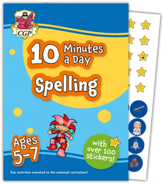 Cover image for 9781837740185 - 10 Minutes a Day Spelling for Ages 5-7 (with over 100 stickers)