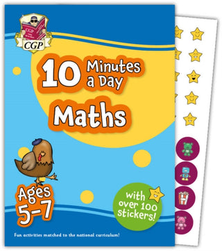 Cover image for 9781837740222 - 10 Minutes a Day Maths for Ages 5-7 (with over 100 stickers)