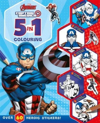 Cover image for 9781837950102 - Marvel Avengers Captain America: 5 in 1 Colouring