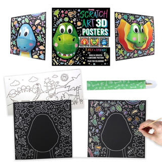 Cover image for 9781837956579 - Scratch Art 3D Posters: T-Rex & Friends