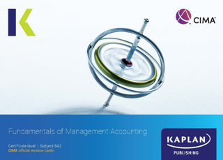 Cover image for 9781839967658 - BA2 FUNDAMENTALS OF MANAGEMENT ACCOUNTING - REVISION CARDS