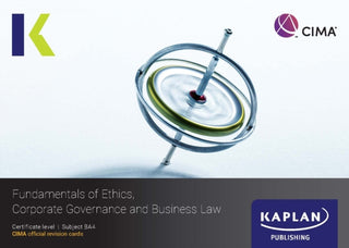 Supplemental image for 9781839967672 - BA4 FUNDAMENTALS OF ETHICS, CORPORATE GOVERNANCE AND BUSINESS LAW - REVISION CARDS