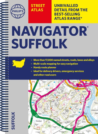 Cover image for 9781849076357 - Philip's Navigator Street Atlas Suffolk