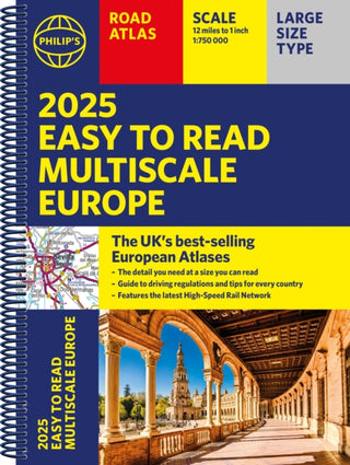 Cover image for 9781849076609 - 2025 Philip's Easy to Read Multiscale Road Atlas Europe