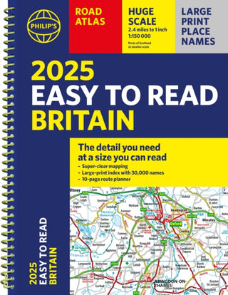 Supplemental image for 9781849076661 - 2025 Philip's Easy to Read Road Atlas of Britain