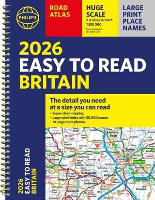 Cover image for 9781849077132 - 2026 Philip's Easy to Read Road Atlas of Britain