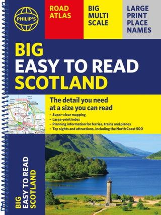 Cover image for 9781849077224 - Philip's Big Easy to Read Scotland Road Atlas (Spiral A3)