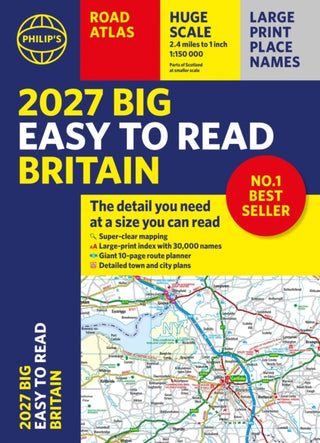 Cover image for 9781849077378 - 2027 Philip's Big Easy to Read Britain Road Atlas (A3 Paperback)