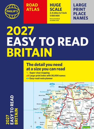 Cover image for 9781849077392 - Philip's 2027 Easy to Read Road Atlas of Britain (A4 Paperback)
