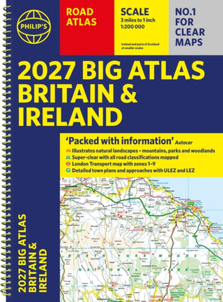Cover image for 9781849077446 - Philip's 2027 Big Road Atlas of Britain and Ireland (A3 Spiral)