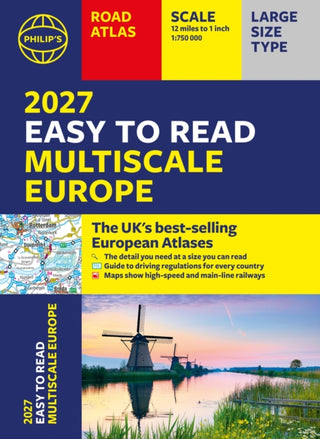 Cover image for 9781849077460 - Philip's 2027 Easy to Read Multiscale Road Atlas of Europe