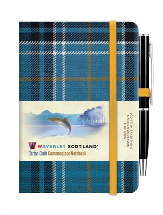 Cover image for 9781849345620 - Waverley Blue Loch Tartan cloth mini notebook with pen