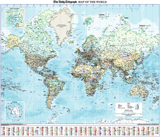 Cover image for 9781858797892 - The Daily Telegraph Map of the World