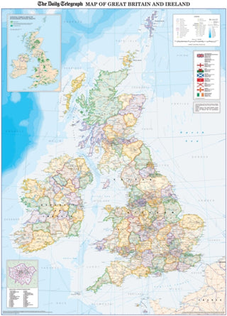 Cover image for 9781858797908 - The Daily Telegraph Map of GB & Ireland