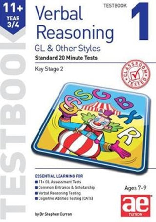 Cover image for 9781910106105 - 11+ Verbal Reasoning Year 3/4 GL & Other Styles Testbook 1