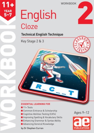 Cover image for 9781911553922 - 11+ English Year 5-7 Cloze Workbook 2