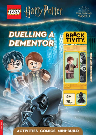 Cover image for 9781916763166 - LEGO® Harry Potter™: Duelling a Dementor Activity Book (with Professor Remus Lupin minifigure and Dementor™ mini-build)