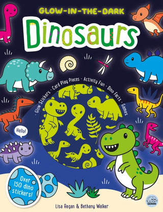 Cover image for 9781917082563 - Glow-in-the-Dark Dinosaurs Sticker Activity Book