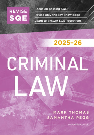 Cover image for 9781917183352 - Revise SQE Criminal Law 2025/26