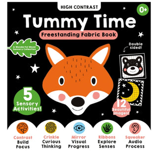 Cover image for 9781917883016 - A High-Contrast Tummy Time Black-and-White Sensory Rag Book: Part of the A Wonderful Wood Collection for Newborns and Babies 0-2 years