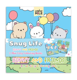 Cover image for 9781923457881 - 2 Pack Mini Colouring Book   Snug Life Cosy Colouring Bunny and Friends