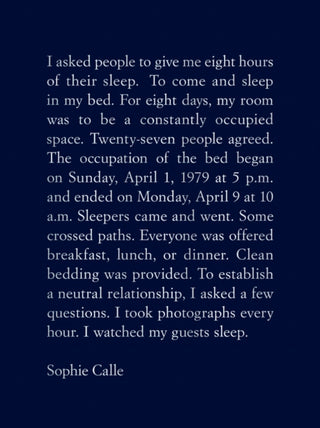 Cover image for 9781938221347 - Sophie Calle: The Sleepers