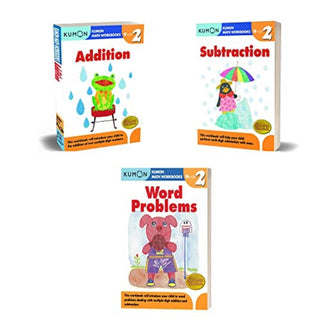 Cover image for 9781953845849 - Kumon Grade 2 Workbook Set (3 workbooks) Addition, Subtraction, Word Problems