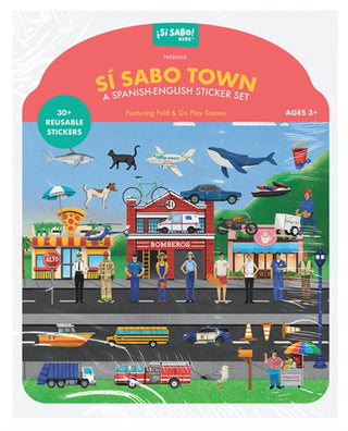 Cover image for 9781963183399 - Si Sabo Town: A Bilingual Reusable Sticker Play Set