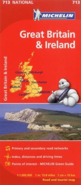 Cover image for 9782067170278 - Great Britain & Ireland 2023 - Michelin National Map 713