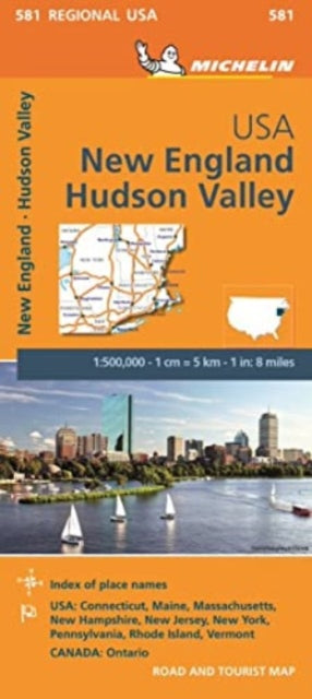 Cover image for 9782067175211 - New England, Hudson Valley - Michelin Regional Map 581