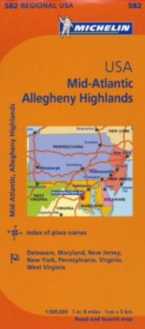 Cover image for 9782067175228 - Midatlantic - Michelin Regional Map 582