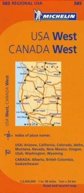 Cover image for 9782067175259 - Western USA, Western Canada - Michelin Regional Map 585