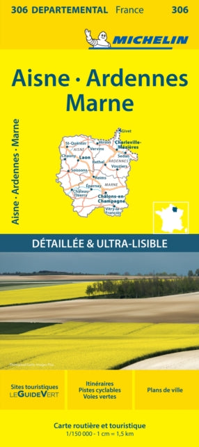 Cover image for 9782067202078 - Aisne Ardennes Marne - Michelin Local Map 306