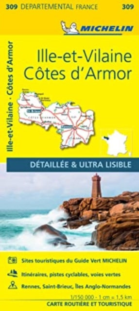 Cover image for 9782067202108 - Cotes-d'Armor, Ille-et-Vilaine - Michelin Local Map 309