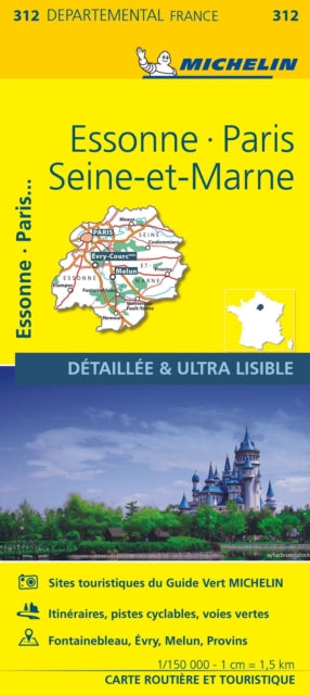 Cover image for 9782067202146 - Essonne, Paris, Seine-et-Marne - Michelin Local Map 312
