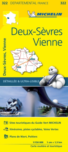 Cover image for 9782067202245 - Deux-Sevres, Vienne - Michelin Local Map 322