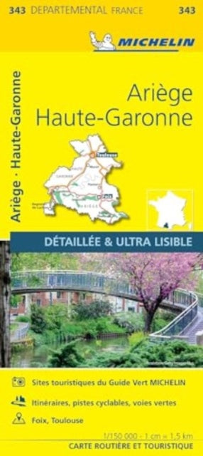Cover image for 9782067202450 - Ariege, Haute-Garonne - Michelin Local Map 343