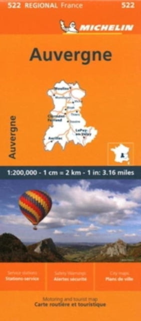 Cover image for 9782067258754 - Auvergne Limousin - Michelin Regional Map 522