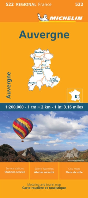 Cover image for 9782067258754 - Auvergne Limousin - Michelin Regional Map 522
