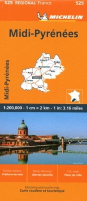 Cover image for 9782067258808 - Midi-Pyrenees - Michelin Regional Map 525
