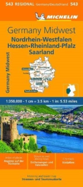 Cover image for 9782067258990 - Germany Midwest - Michelin Regional Map 543