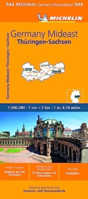 Cover image for 9782067259003 - Germany Mideast - Michelin Regional Map 544